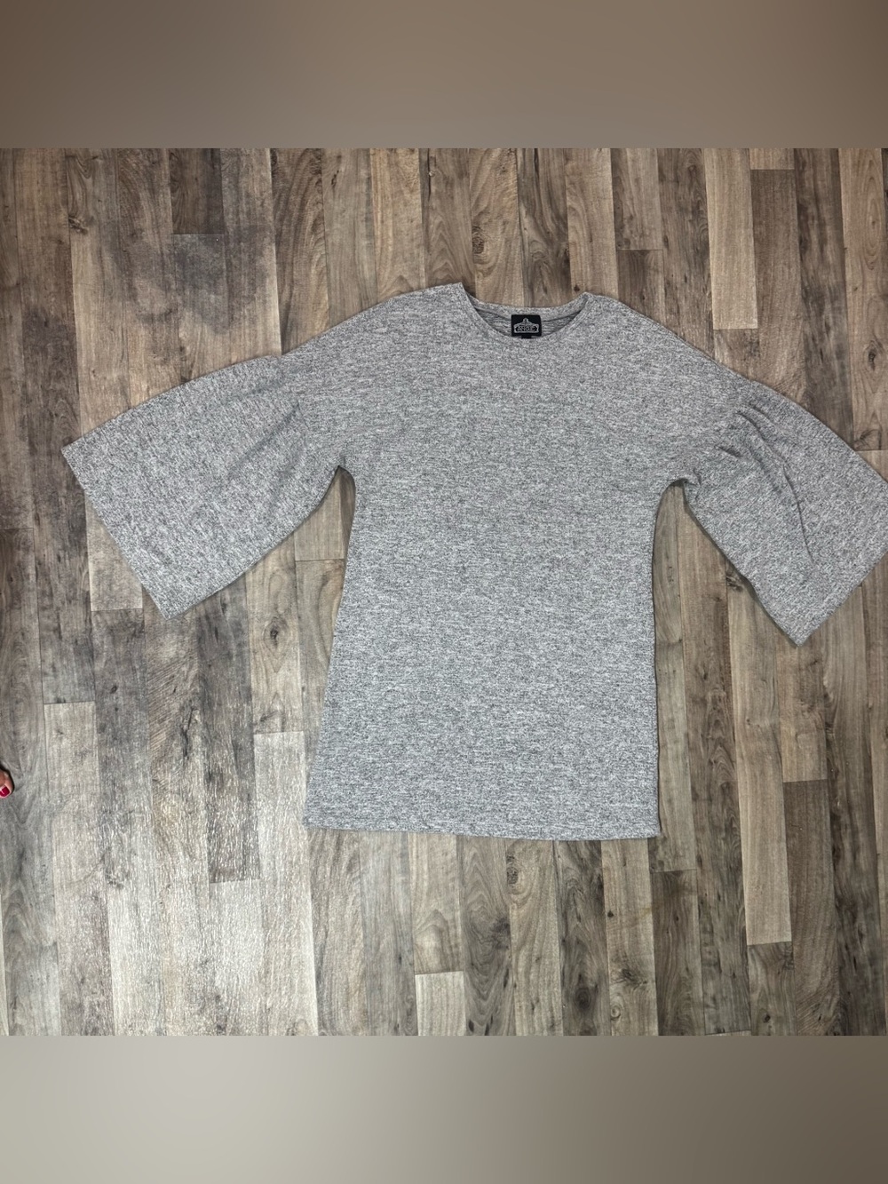 Angie Gray Bell Sleeve Knit Top Women’s Large Heather Crew Neck Boho